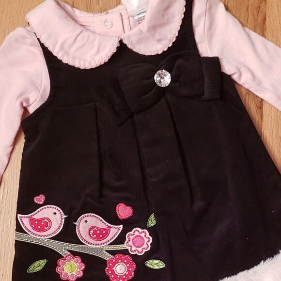 NWT Samara Love Birds Corduroy Jumper Dress Set - Picture 3 of 6